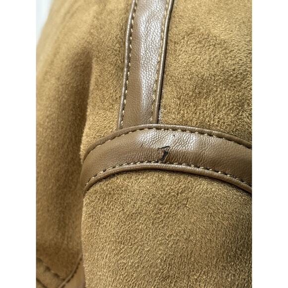 Zara Men's Faux-Suede Soft Tan and Cream Sherpa Lined Soft Bomber Jacket Size L - Picture 9 of 16